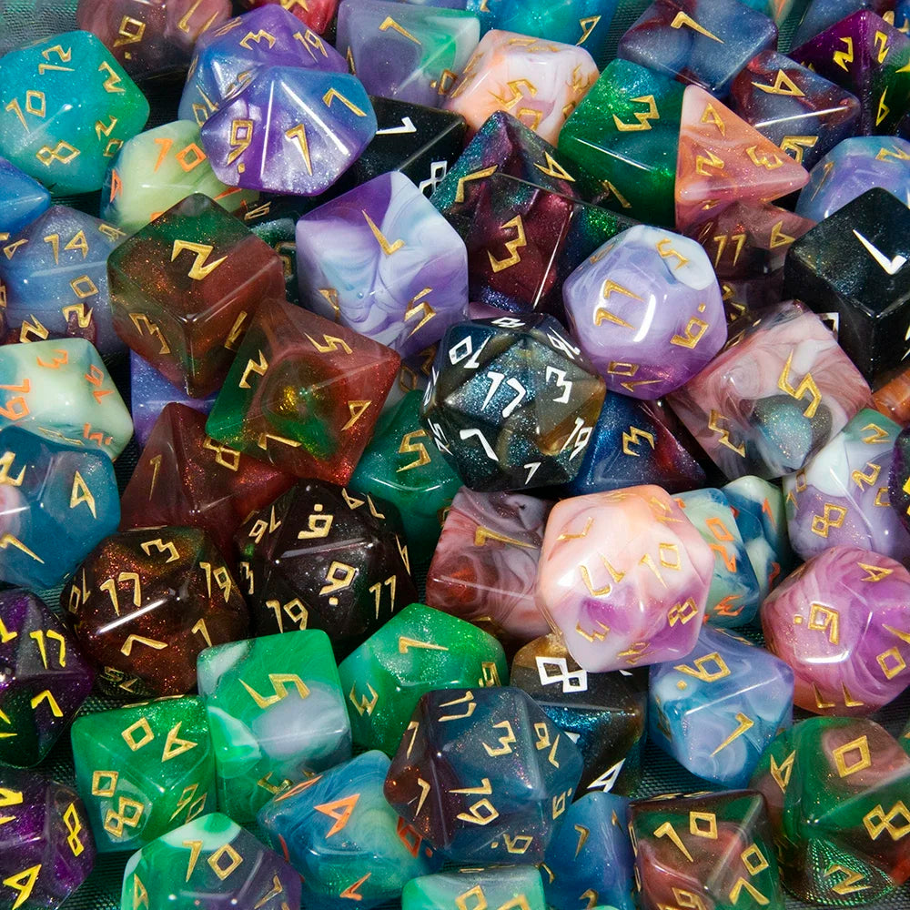 7-Piece Polyhedral Glitter Dice Set for Dungeons & Dragons