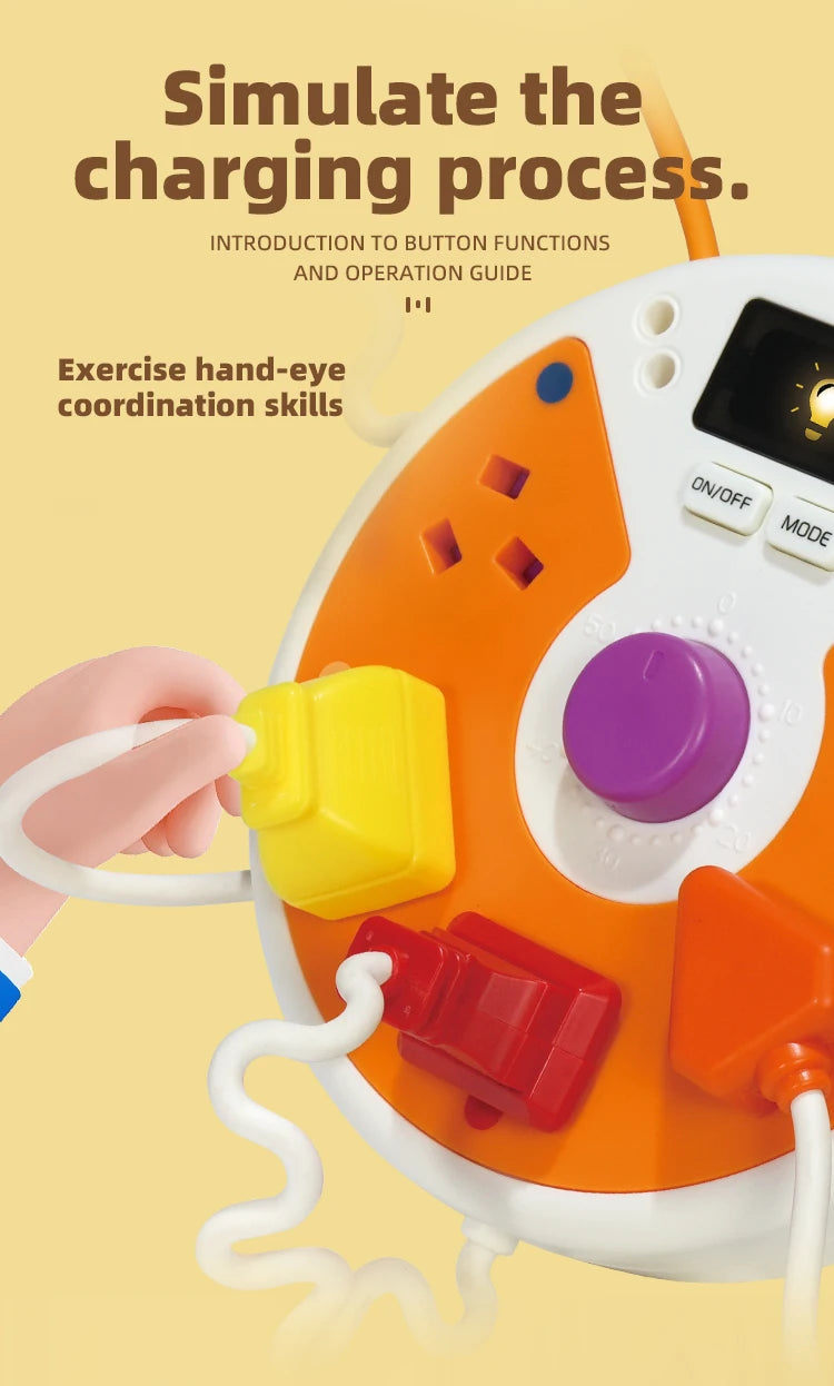Montessori Busy Board with Light-Up Plugs – Sensory Travel Toy for Toddlers