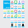 A collection of magnetic building tiles in various shapes, colors, and sizes for a STEM learning set.