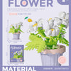 A set of plastic flower blocks with different shapes and colors used to build a model bouquet