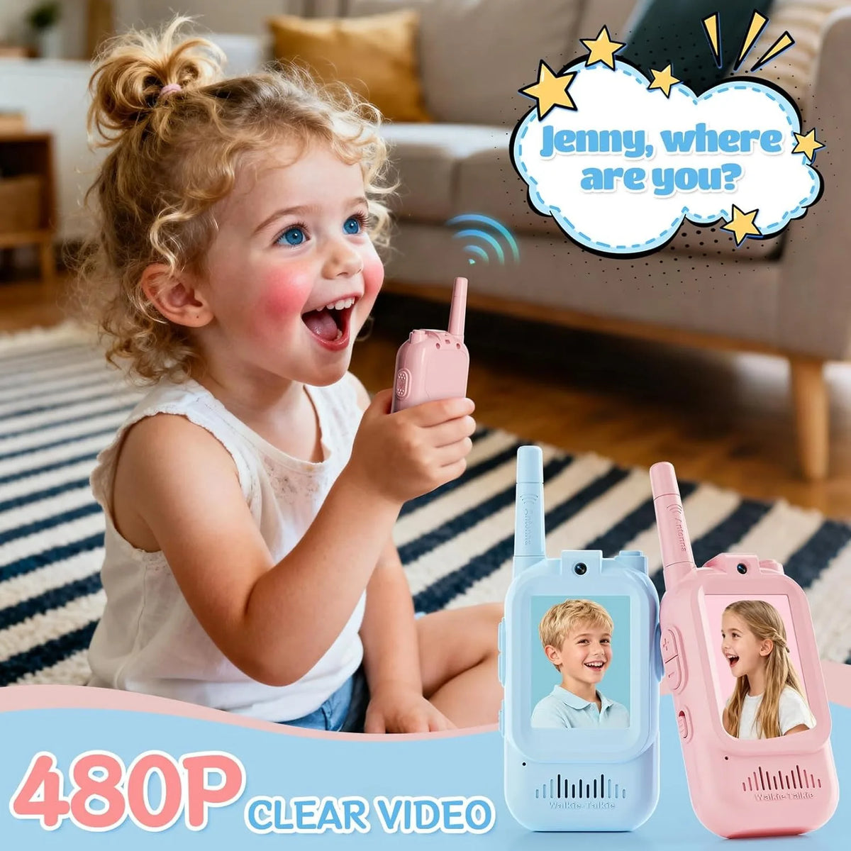 Kids Video Walkie-Talkies – 2-Pack with Rechargeable Battery