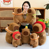 A collection of adorable brown plush toys resembling capybaras in various sizes and colors.