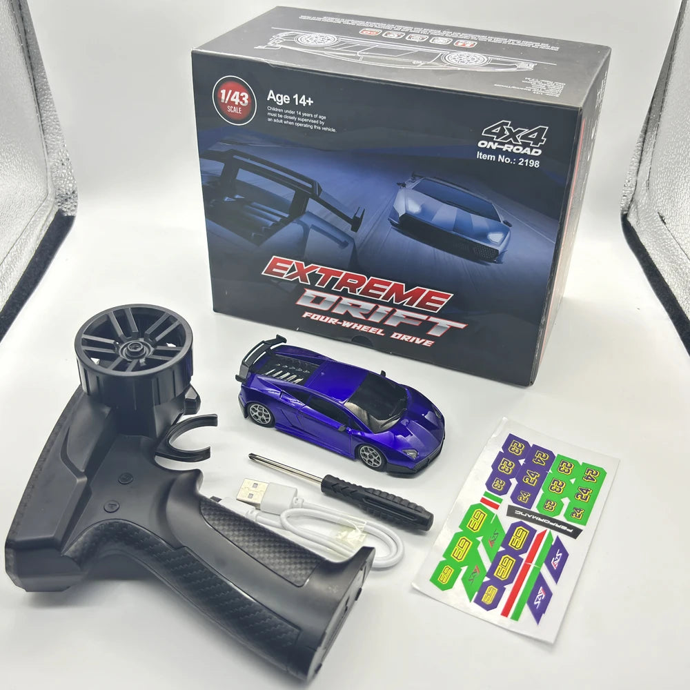 1:43 Scale RC Drift Car with Gyro Stabilization