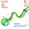 Green motion-activated cat toy featuring a rolling ball and a flexible tail for interactive play