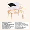 A wooden sensory table for kids featuring storage bins and a double-sided top.