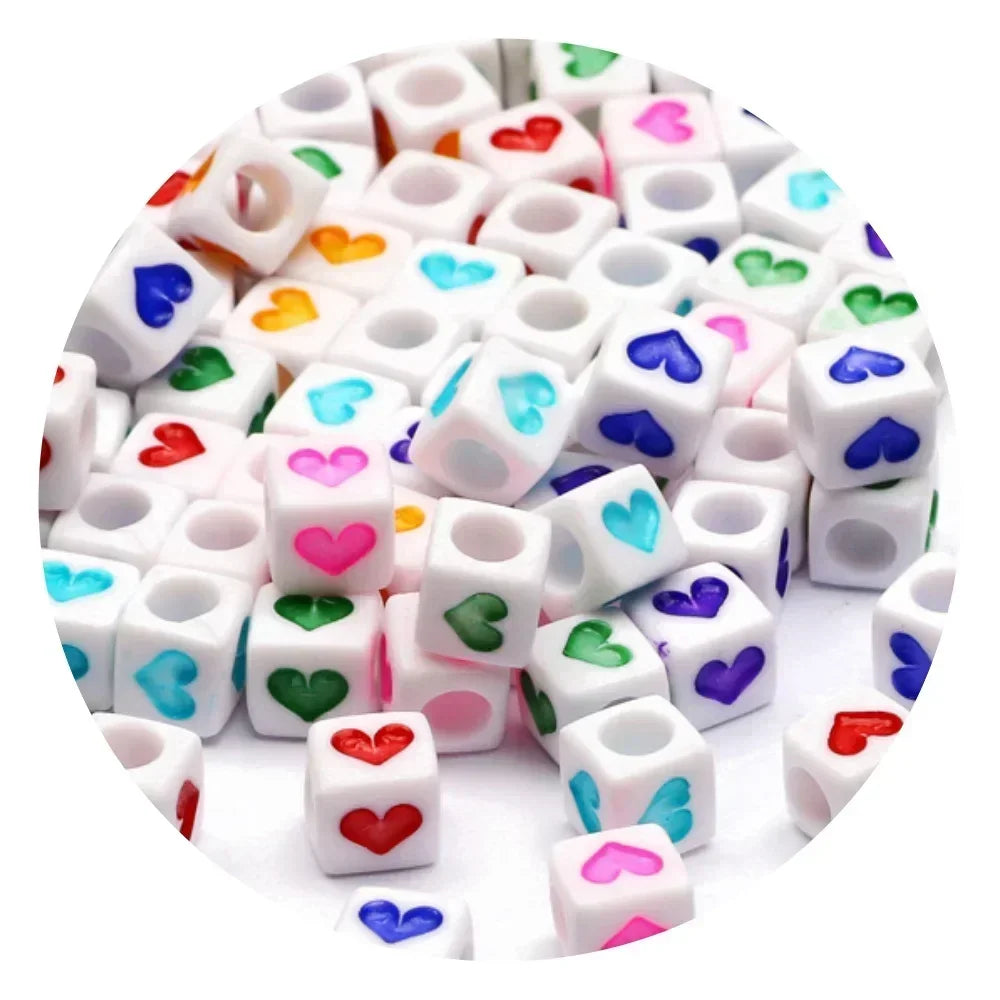 Acrylic Alphabet Beads for Jewelry Making - Mixed Letter Cubes