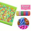 A box of Round Diamond painting beads in various colors and a finished circular piece of art.