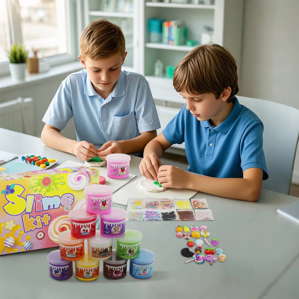 DIY Stretchy Slime Kit with Colorful Charms for Creative Play