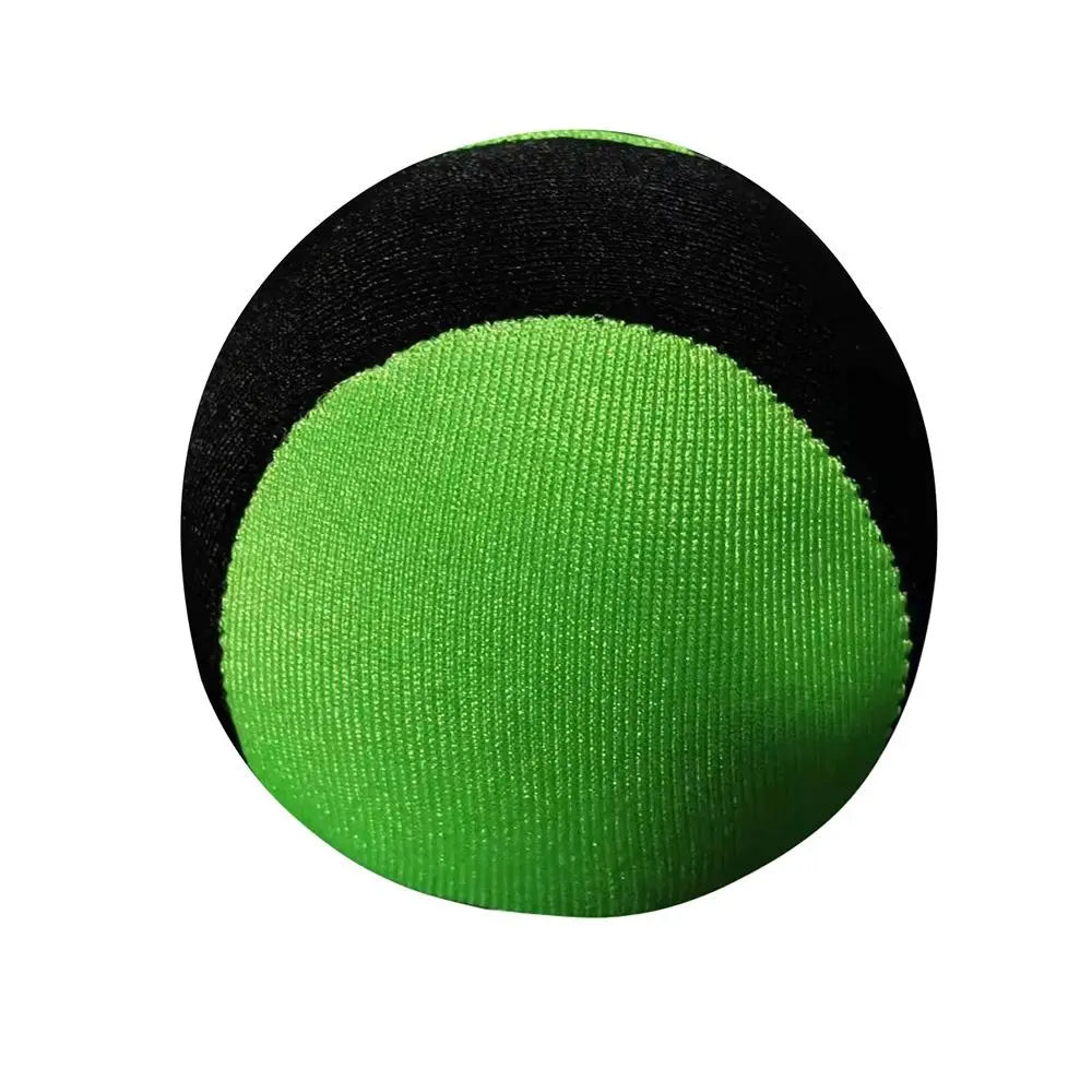 A black and lime green water bouncing ball with a textured surface.