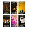 A set of nine oracle cards featuring themes like Triggers Mask Family Twin Flames Present and Locked