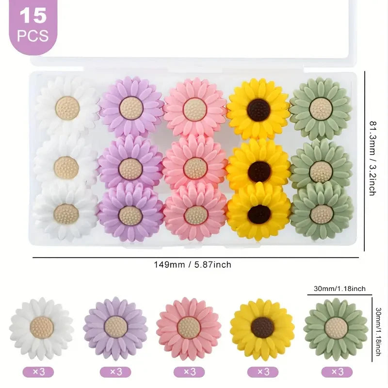 20mm Daisy Silicone Beads for DIY Jewelry & Crafts