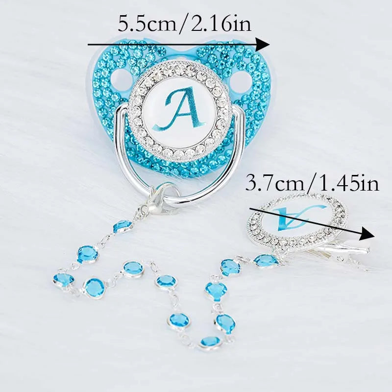Personalized Zircon Pacifier Clip with Silicone Teether