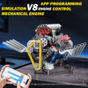 Technical V8 Engine Model Building Kit with LED Lights and App Control