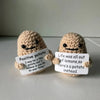 Handmade Knitted Coffee Doll with Card – Funny Crochet Desk Decor