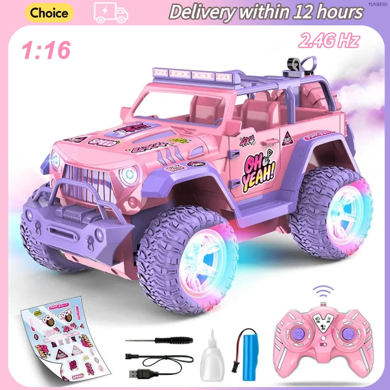 Pink Remote Control Drift Car with Lights and Sound Effects