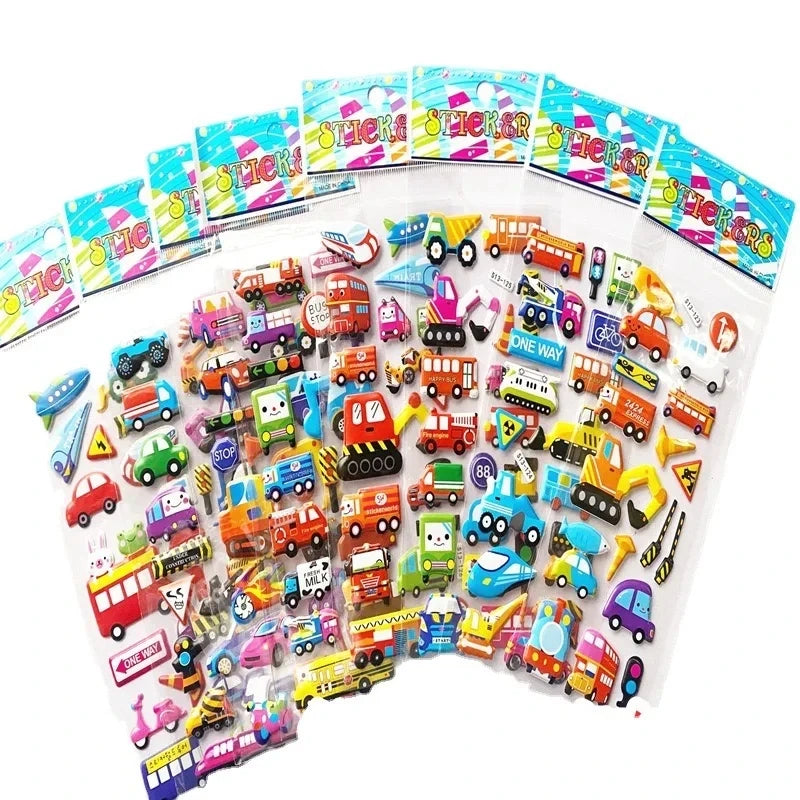 40 Mixed Puffy Animal & Cartoon Sticker Pack for Kids