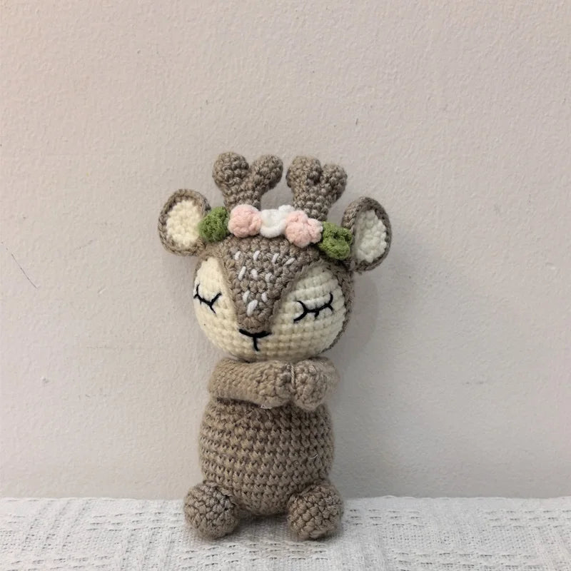 Handmade Amigurumi Plush Toy Set – Fox, Cow & Lamb Sleeping Dolls