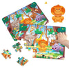 A colorful jigsaw puzzle featuring various animal cartoon characters like lions, elephants, and monkeys.