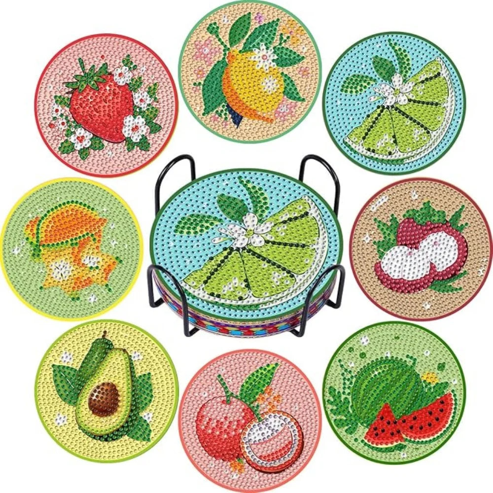 DIY Diamond Art Coasters with Dog Patterns and Holder