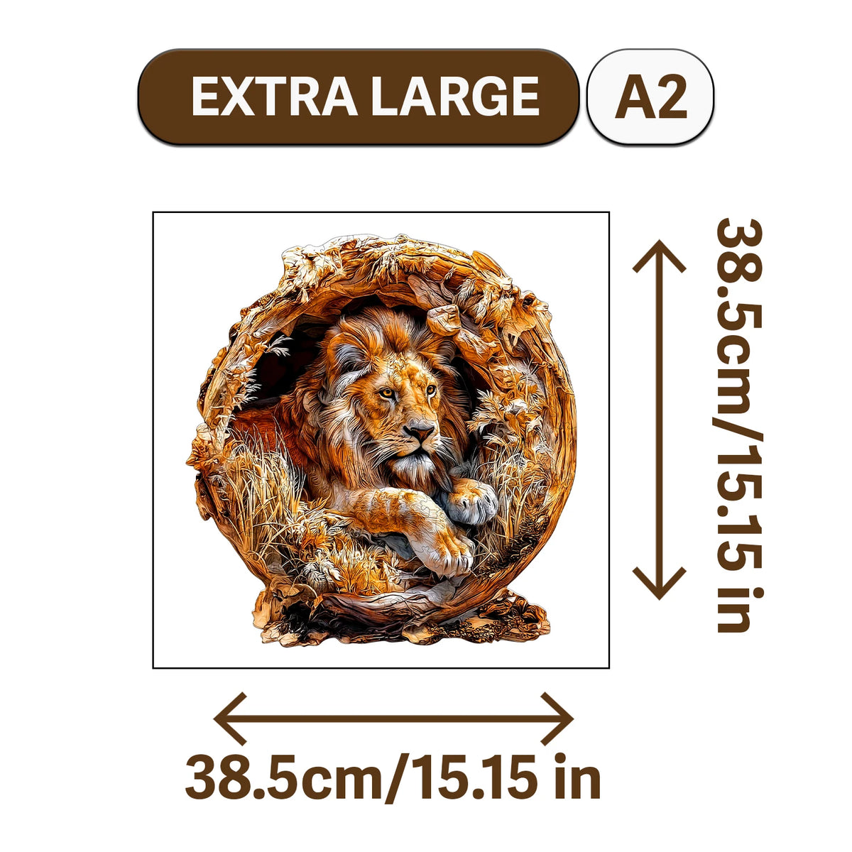 Extra large A2 jigsaw puzzle of a lion in a wooden elephant home