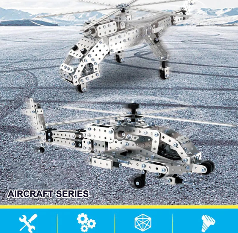 Metal 3D Aircraft Model Building Kit with Screw Assembly