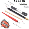A collection of Scratch Painting Tools including a black brush, paint, and a red small scraper.