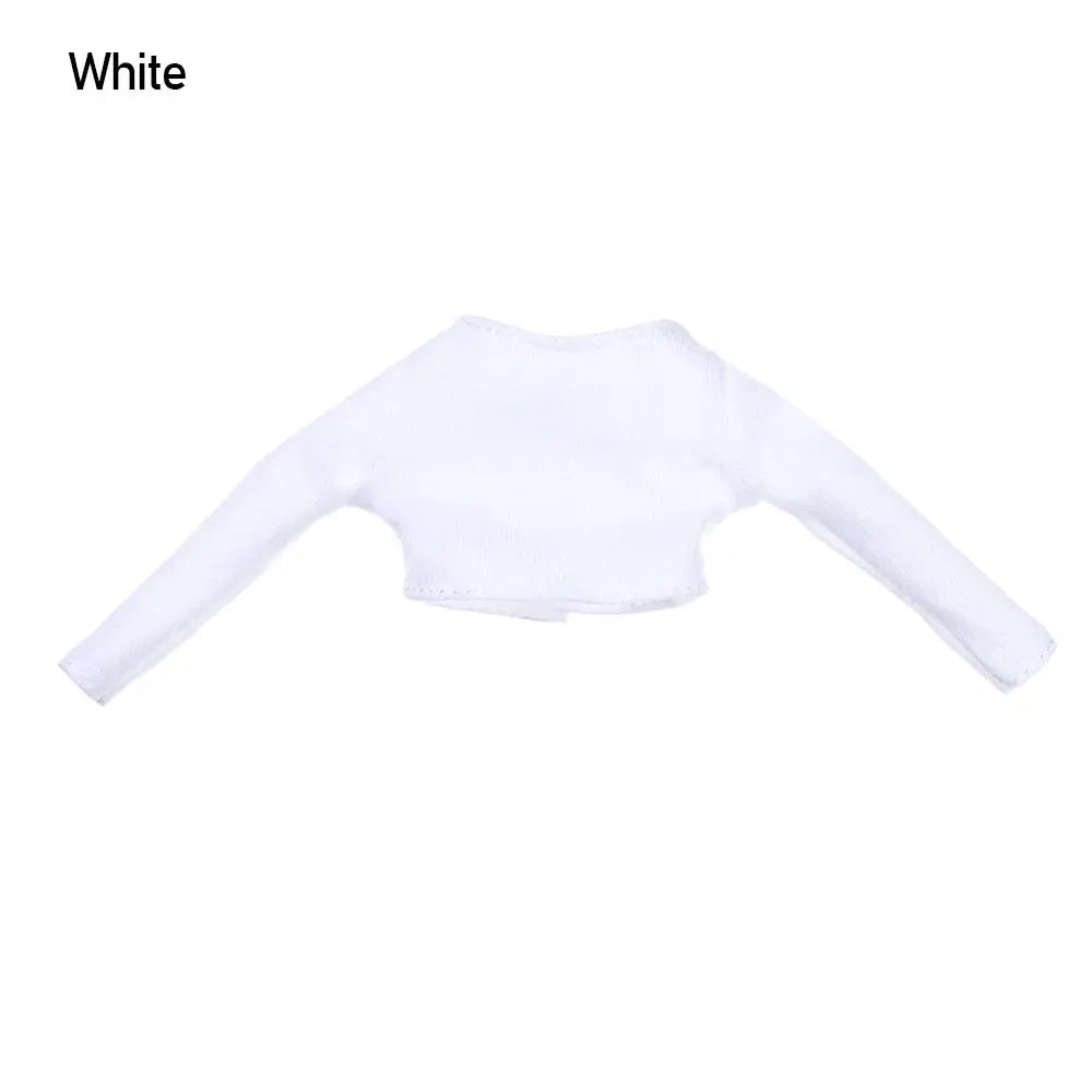 White mini doll overalls set with a white long-sleeved t-shirt