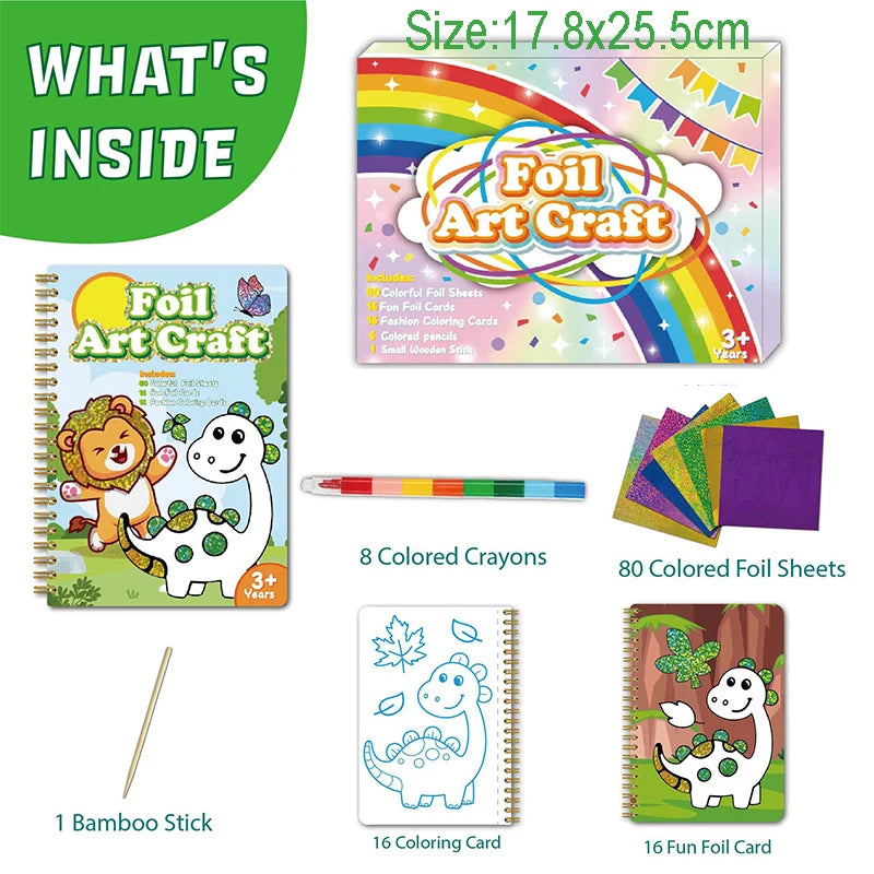 Kids Foil Art Activity Set with Coloring Book