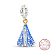 Sterling silver charm beads set featuring cross, angel, and evil eye designs for DIY jewelry making