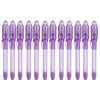 A set of purple invisible ink spy pens with UV light for writing secret messages