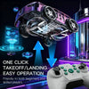 A pink and purple RC car drone is shown transforming, with a game controller nearby, demonstrating easy operation.