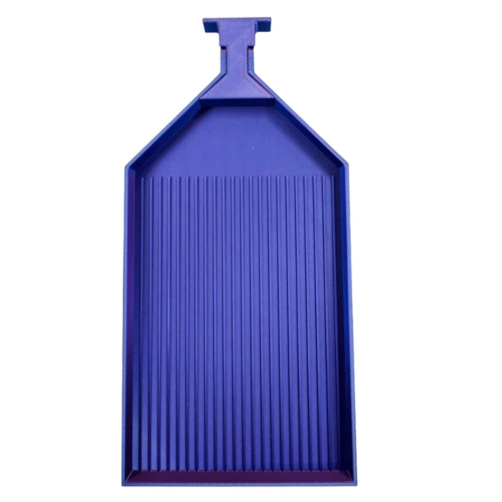 A purple diamond painting tray with a pop-up plug for bead sorting.