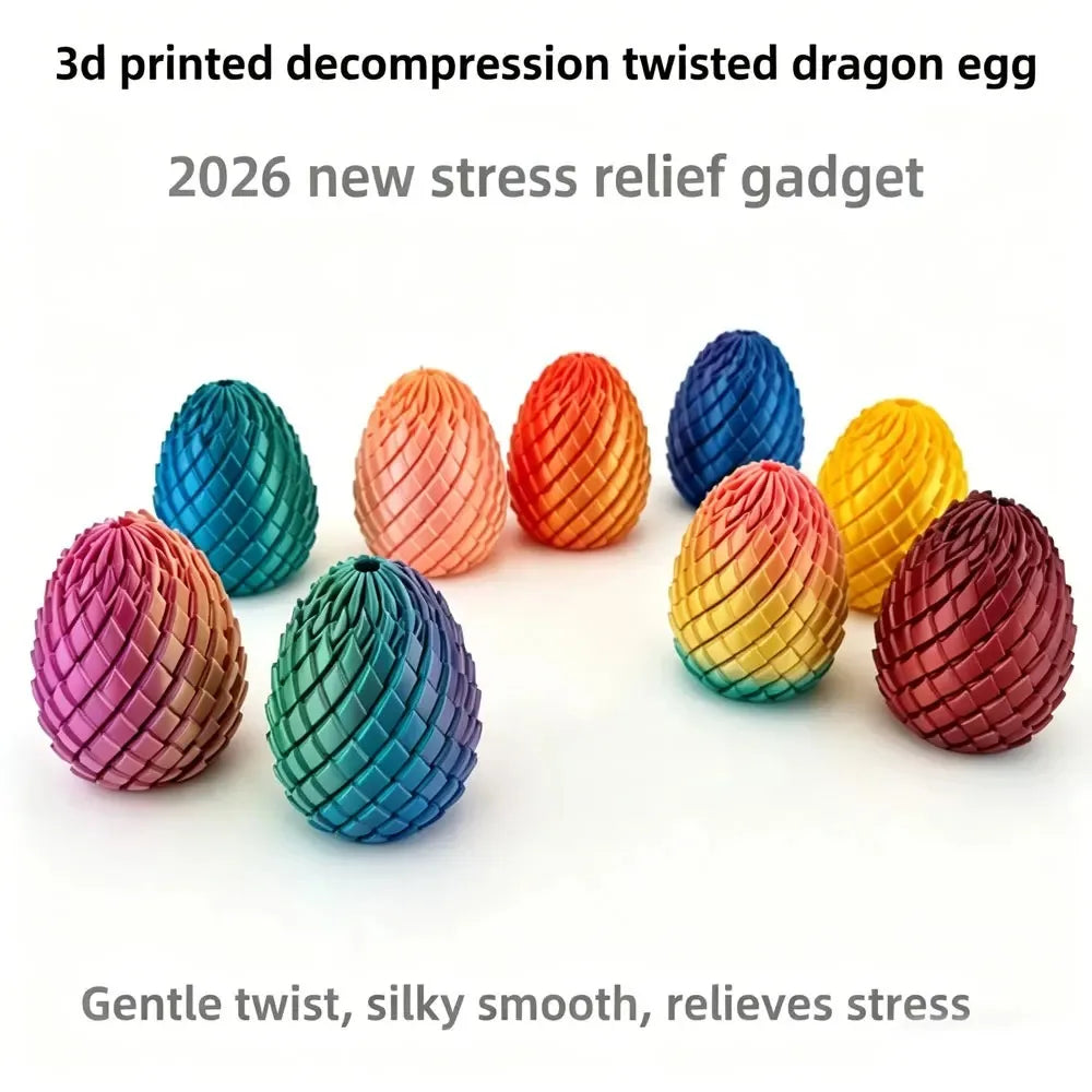 3D Printed Dragon Egg Stress-Relief Toy — Deformable Desk Ornament