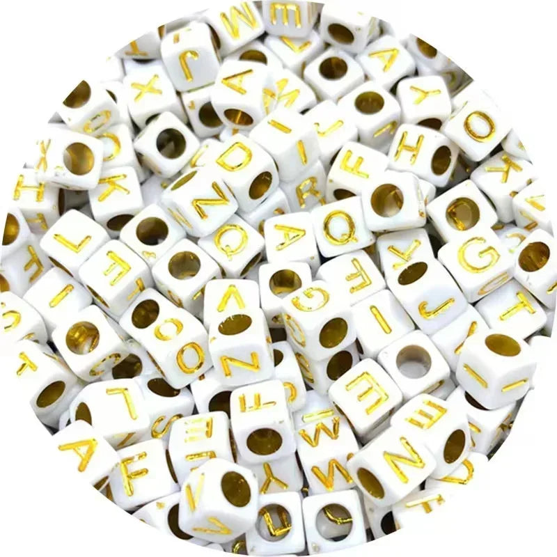 Acrylic Alphabet Beads for Jewelry Making - Mixed Letter Cubes