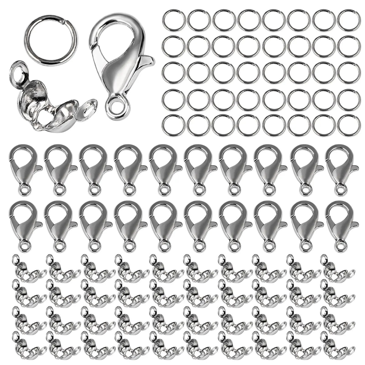 Stainless Steel Jewelry Findings Kit with Clasps, Jump Rings & Connectors