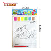 A package of Keybaby coloring sheets featuring a shark outline for children.