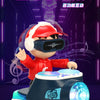 Voiture DJ interactive rouge et blanche pour enfants avec lumières musicales, représentant un conducteur et des lumières bril