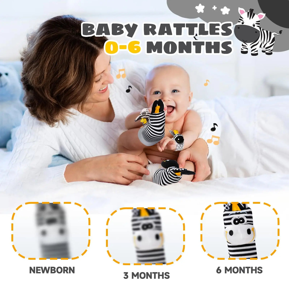 Baby Wrist Rattles and Foot Finder Socks Set