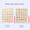 A pair of wooden letter tracing boards showing the front and back sides for early learning