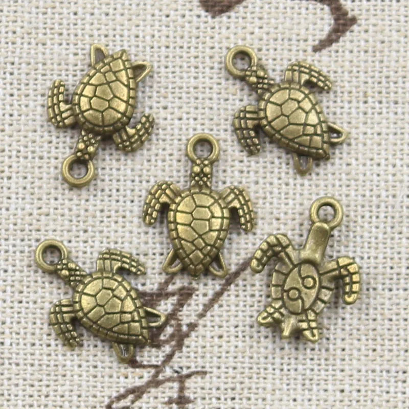 Vintage Sea Turtle Charms for Jewelry Making (40-Pack)