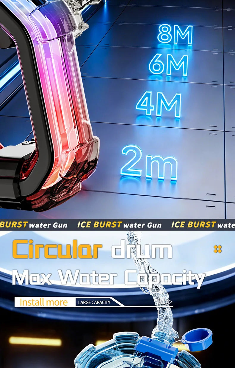 Electric Water Gun Blaster with LED Lights and Sound Effects