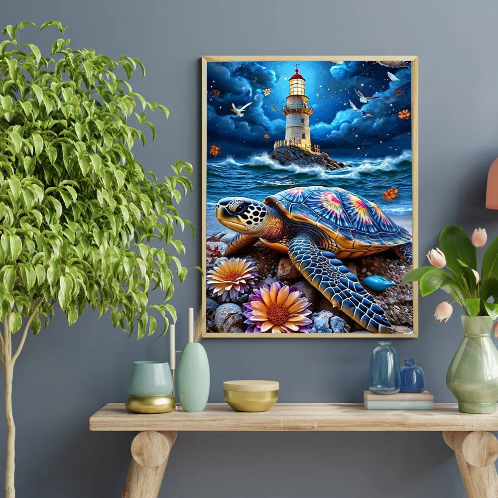 Sea Turtle Lighthouse Diamond Painting Kit