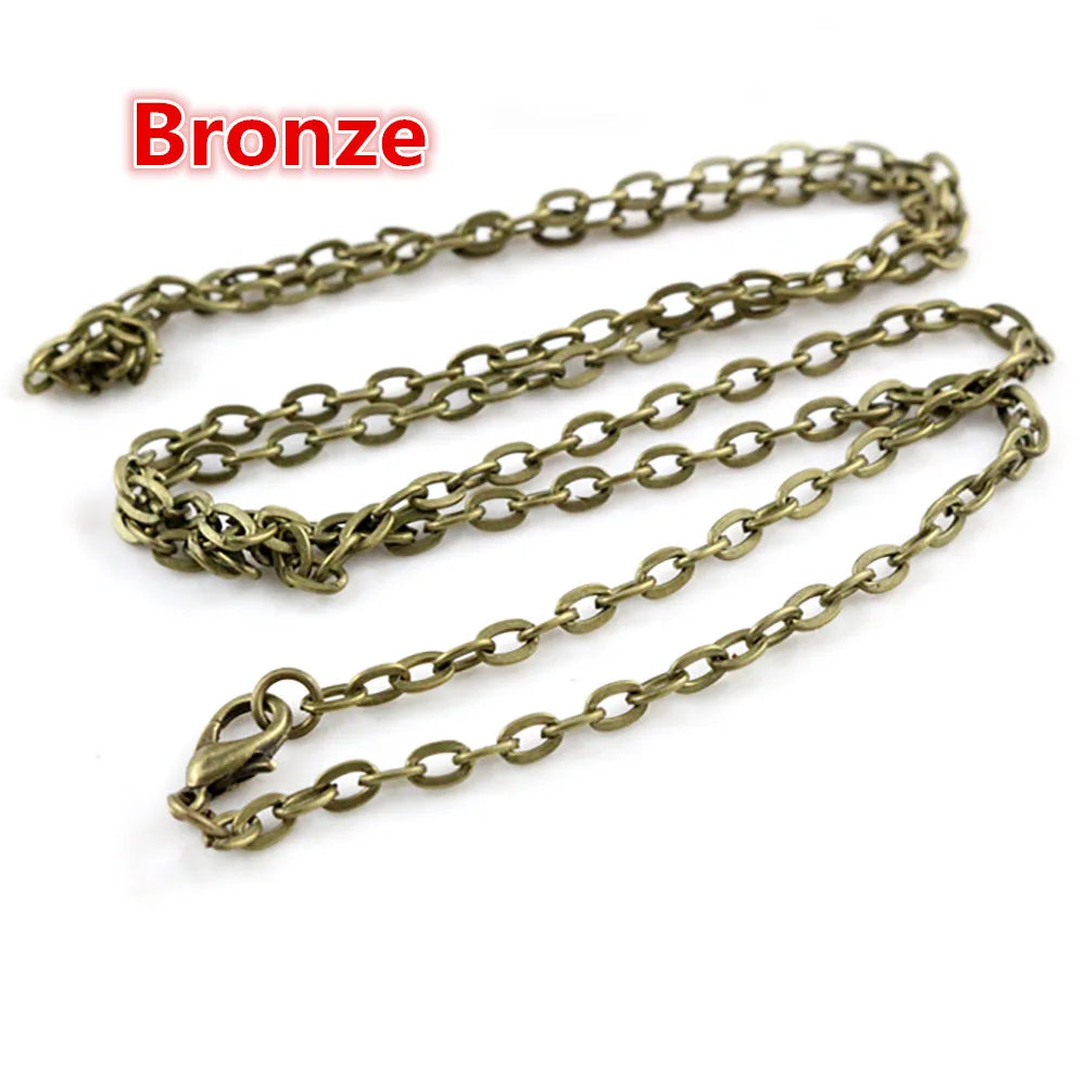Bronze handmade flattened chain connector for jewelry making
