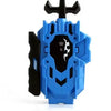 A blue and black burst-style spinning top launcher for kids with a pointed top.