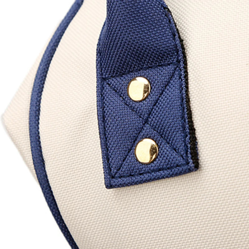 Canvas Baby Diaper Bag with Thermal Bottle Pockets & Hanging Design
