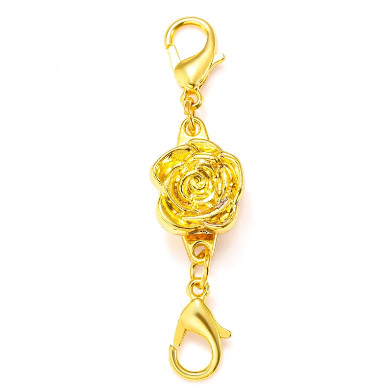 A gold-colored magnetic lobster claw clasp used for jewelry making.