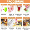 Eight steps showing the procedure for using a 5D Diamond Painting Kit to create art