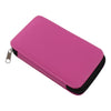 A vibrant pink zippered pouch for storing crochet hooks and accessories.