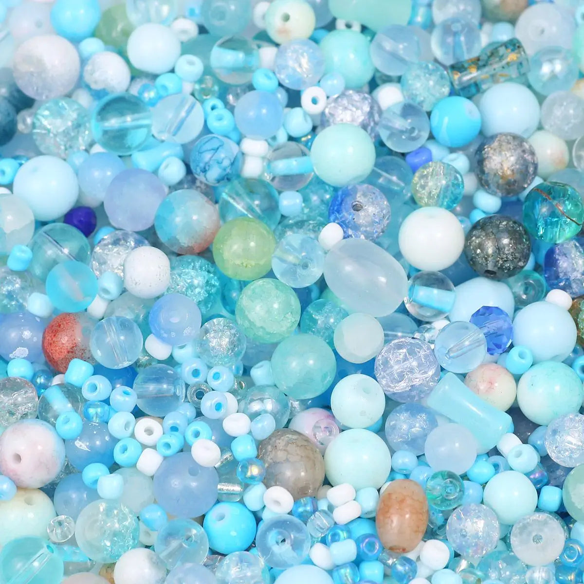 Mixed Glass Beads in Assorted Sizes for Jewelry Making