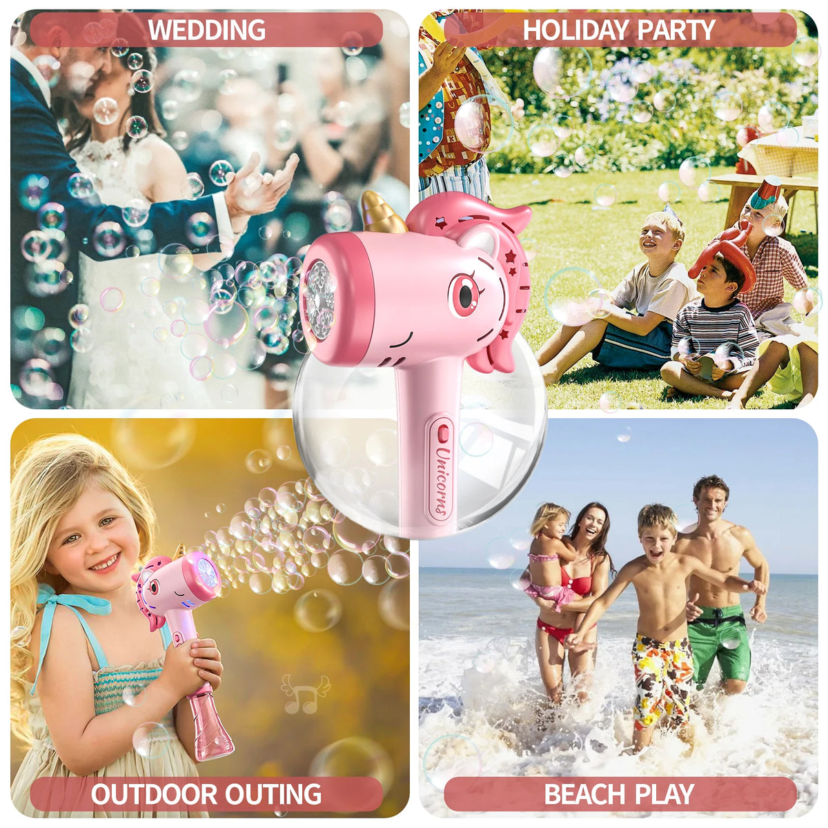 Unicorn Bubble Blower with LED Lights